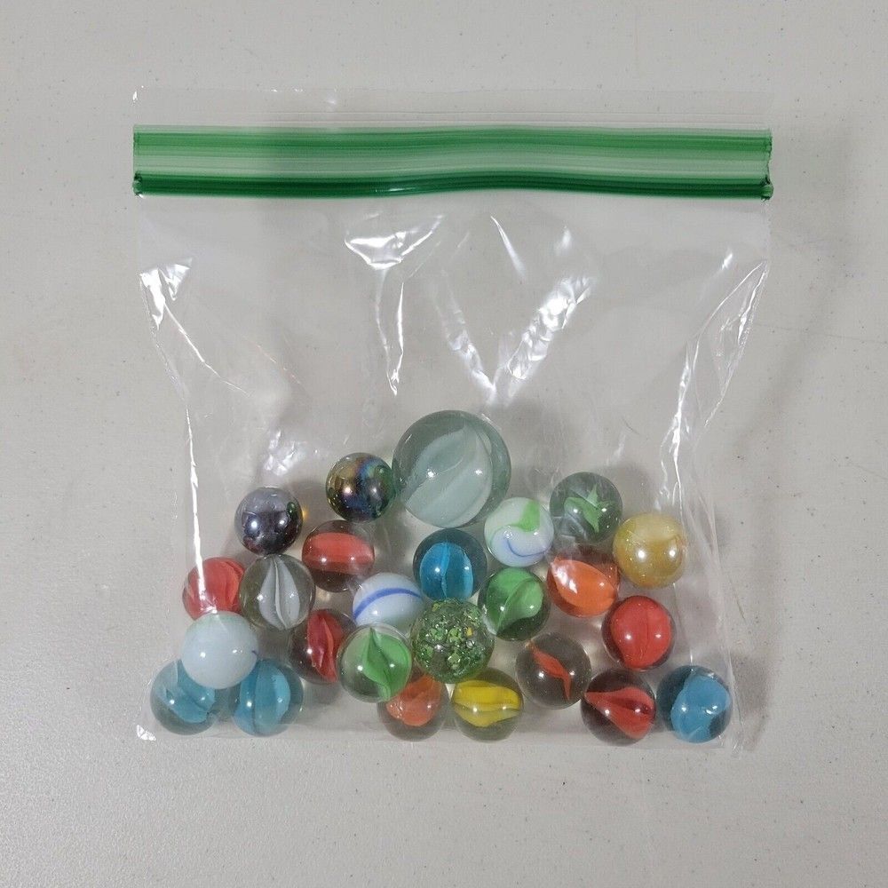 Lot of 25 Colorful Marbles - Assorted Sizes and Styles